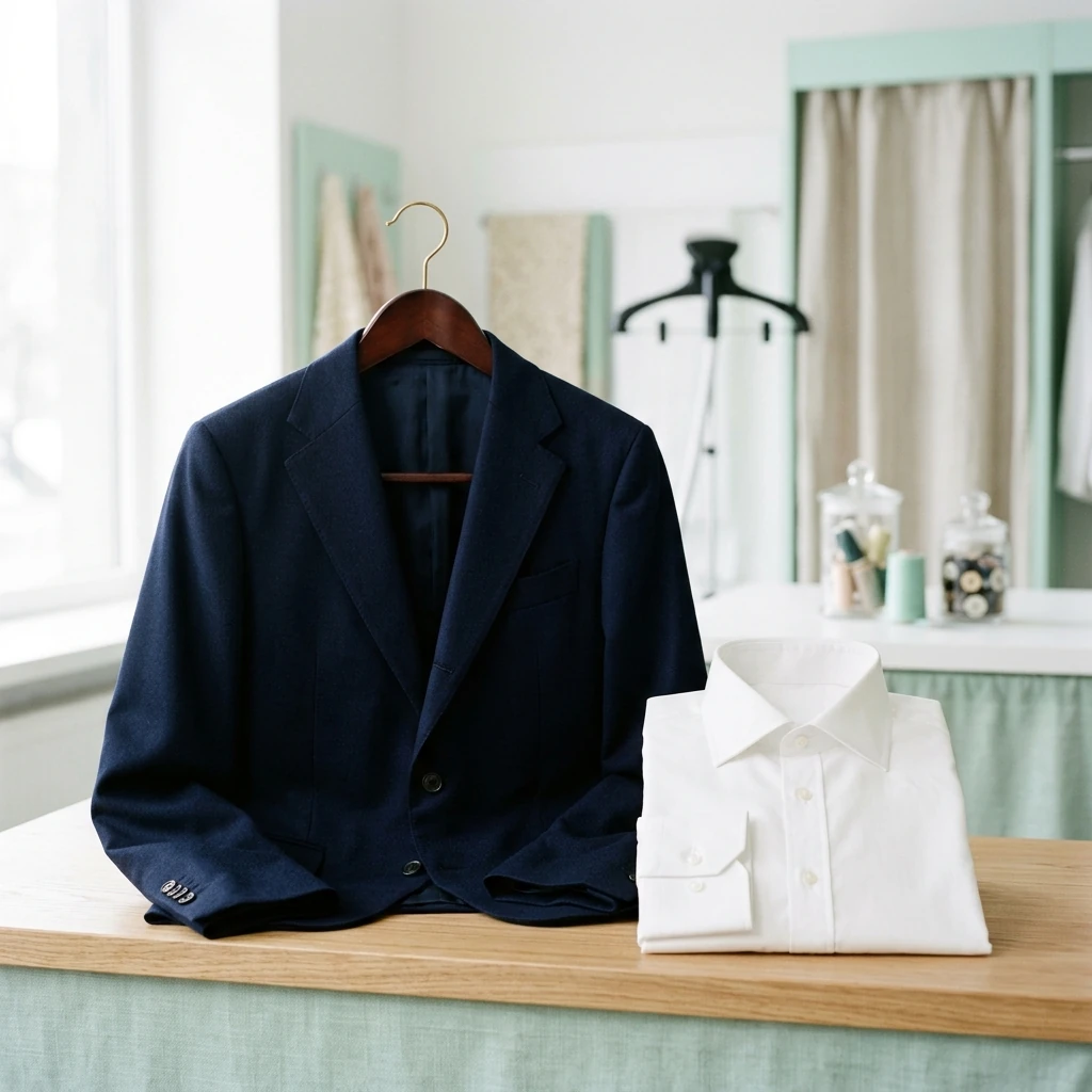 Blazer and dress shirt for dry cleaning